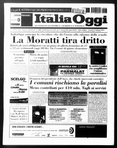 Italia oggi : quotidiano di economia finanza e politica